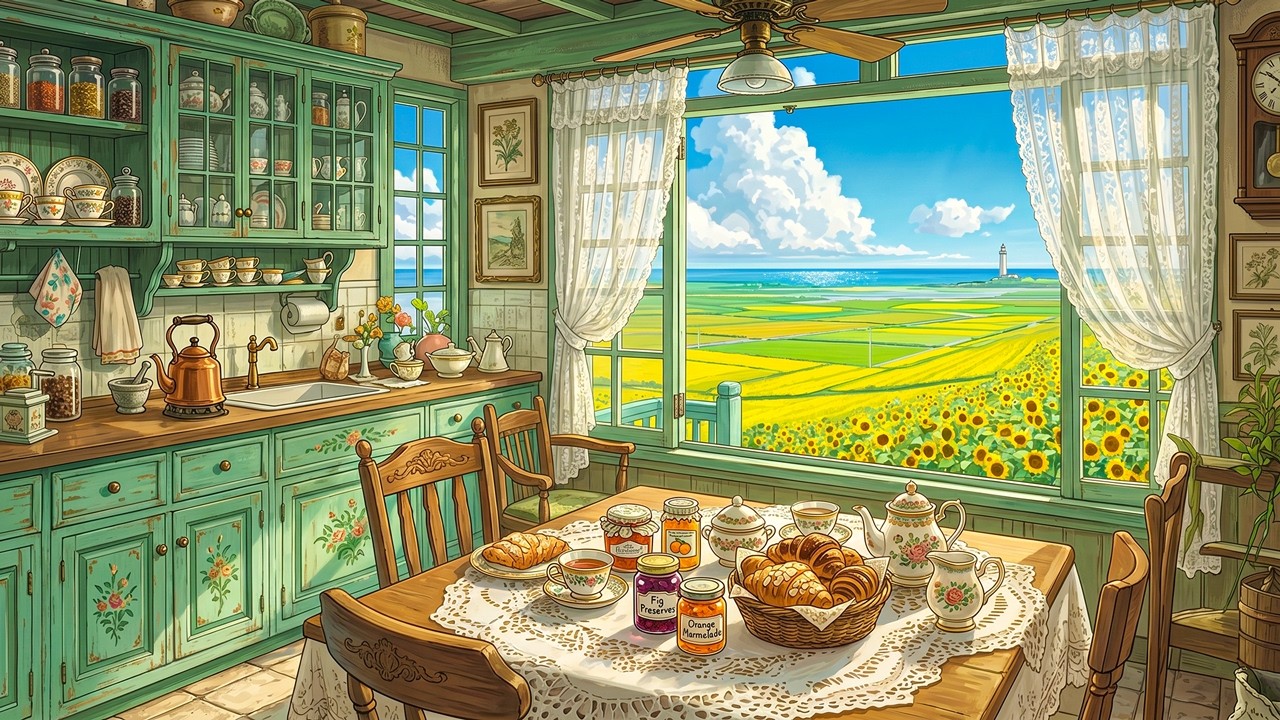 Sunny Summer Morning by the Sea with 1940s Oldies Playing in Another Room | Relaxing Nostalgia