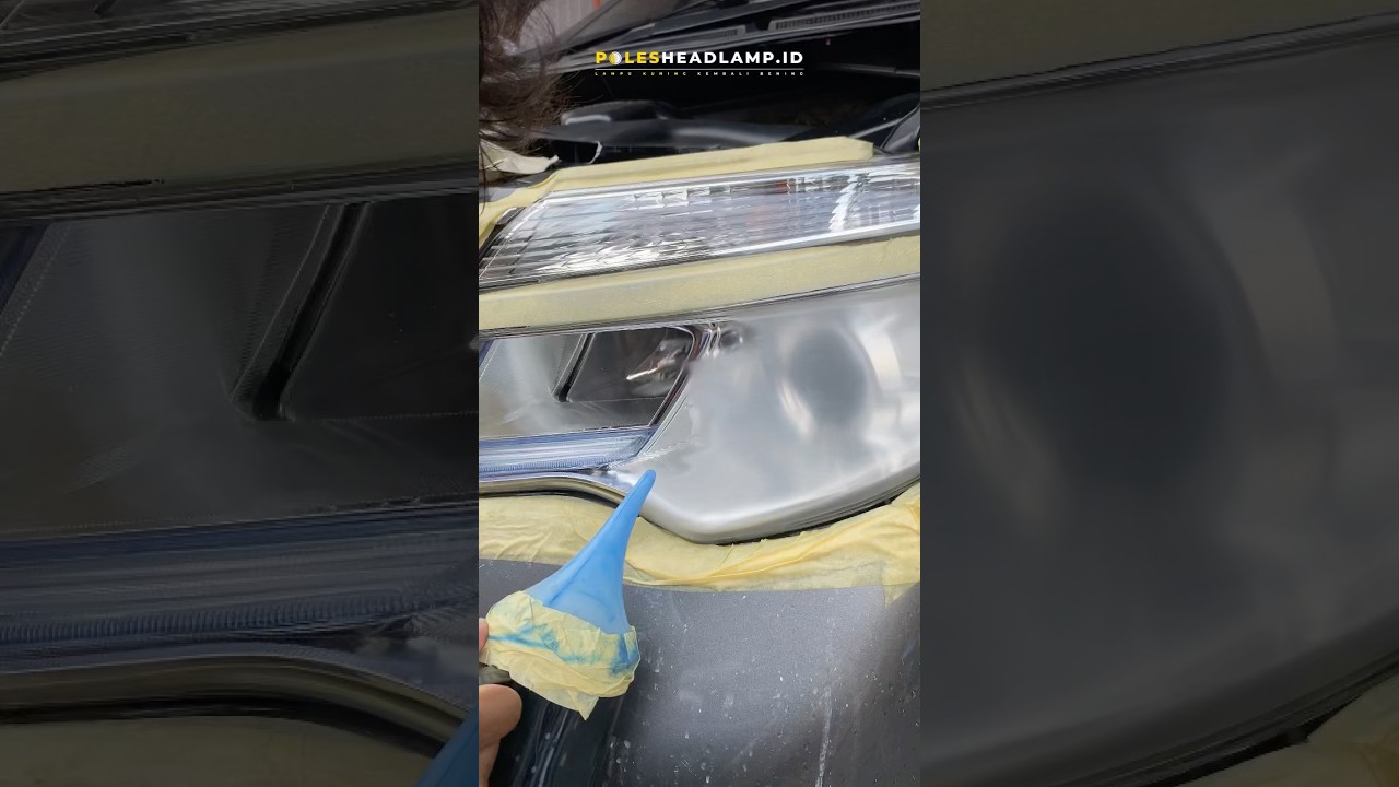 Restorasi headlamp dengan nano burn coating #polesheadlampmobil #nissan