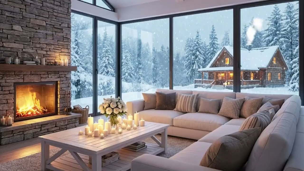 Snow Falling Outside, Piano by the Fire 🔥 | Gentle Winter Piano for Quiet Evenings