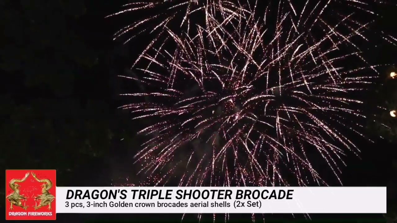 Dragon Fireworks - Triple Shooter Golden Brocade Crown