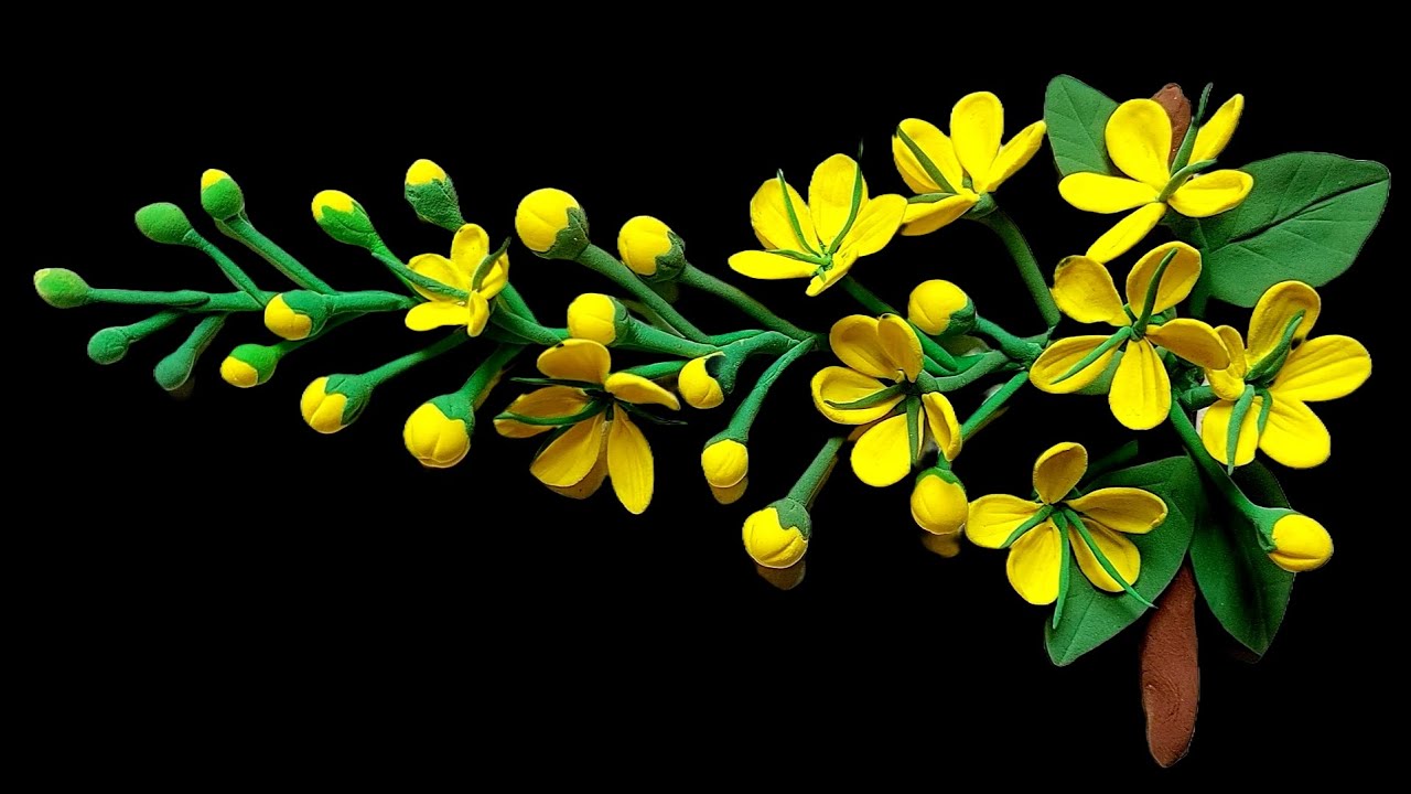ক্লে দিয়ে  সোনালু ফুল তৈরি 🌼🌱|| golden shower flower making