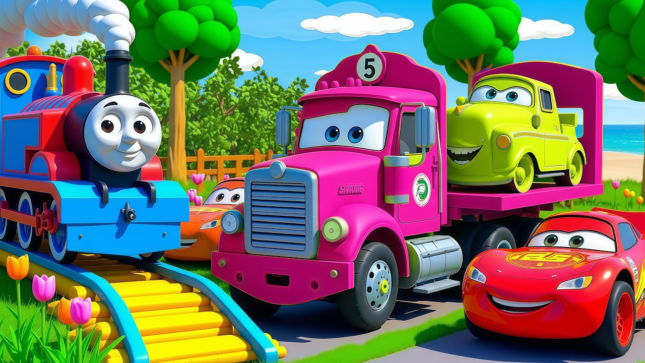 Choose The Right Door With Tires Mcqueen, JCB, Tractor, Car, School Bus, Truck 3D Vehicle Game