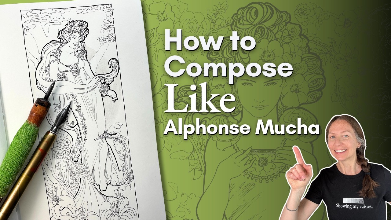 How to Design Your Composition Like Alphonse Mucha | Master Study in Pen and Ink