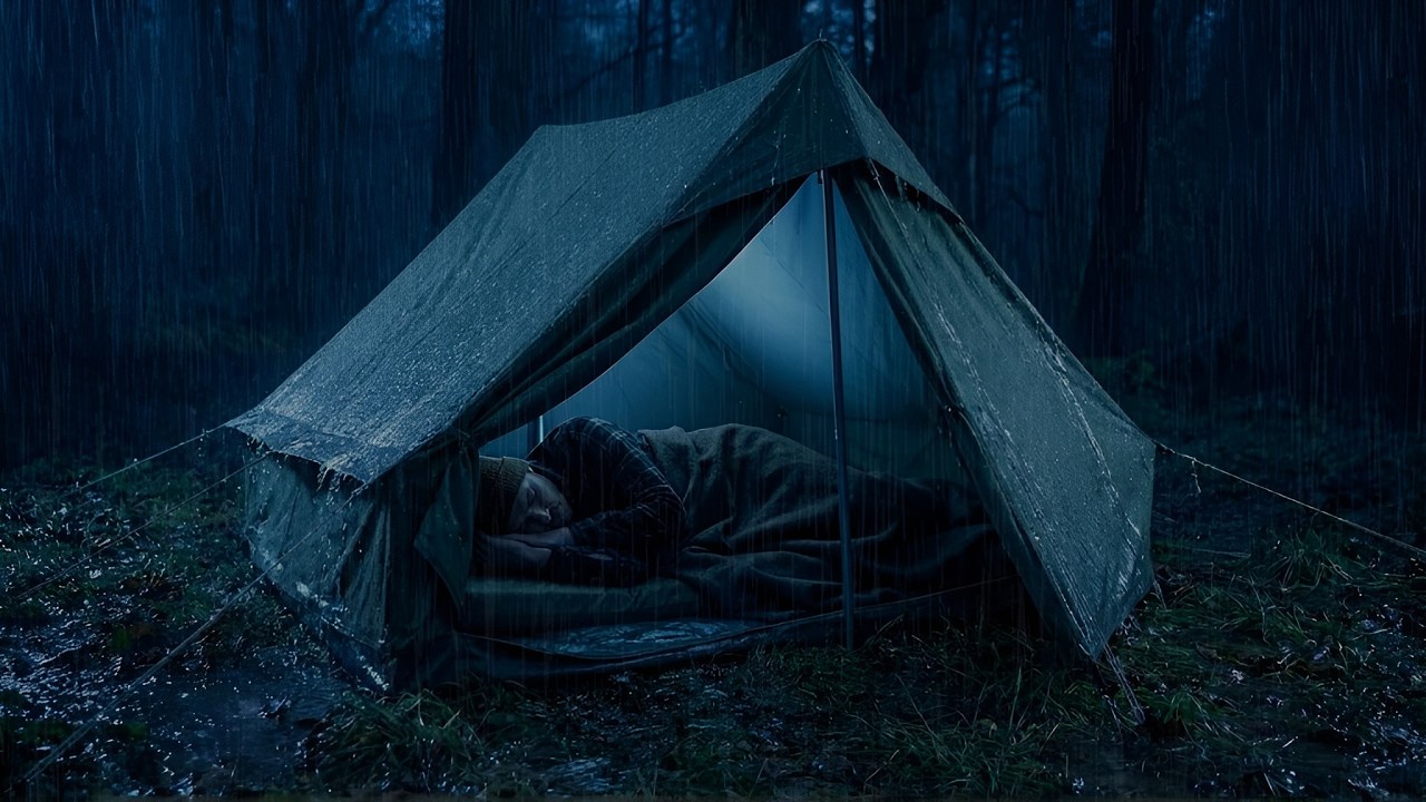Solo Camping in Heavy Rain | Cozy Tent & Relaxing Storm Sounds