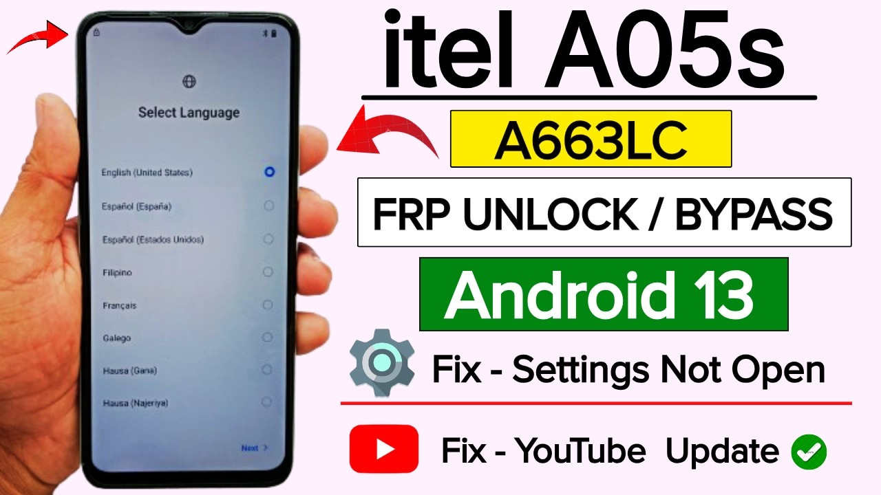 Itel A05s A663LC Frp Bypass Android 13 Without Pc | Share Article Not Working | Settings Not Open
