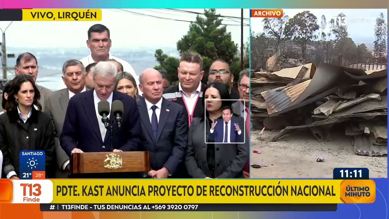 Presidente Kast visita zona afectada por incendios en Biobío