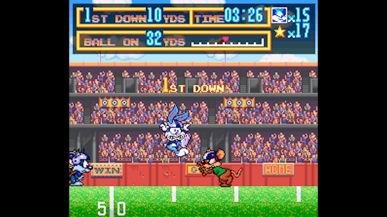 Tiny Toon Adventures (SNES): Buster Busts Loose!: Stage 4: Looniversity Football
