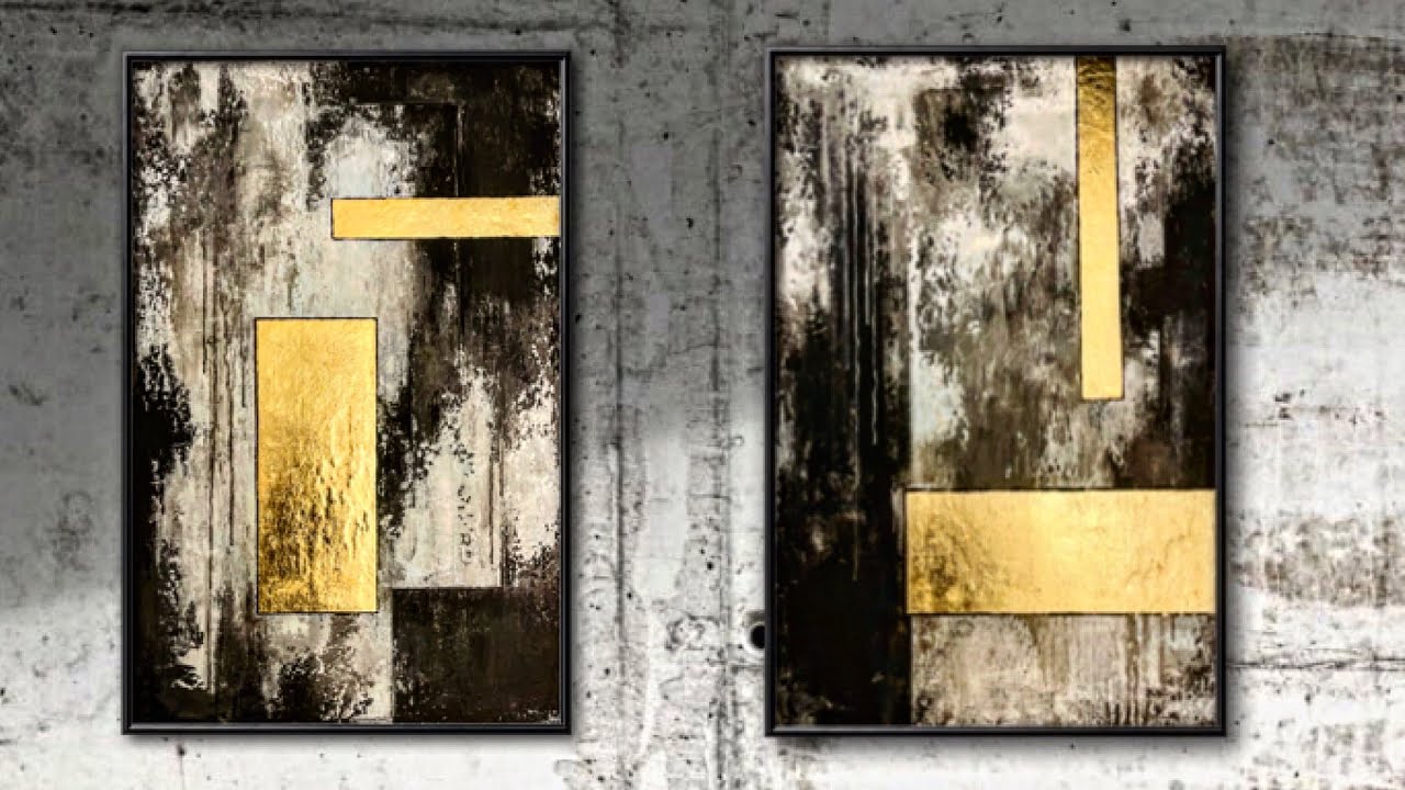 How to apply Gold Leaf | Modern Acrylic and Gold Leaf Abstract Painting
