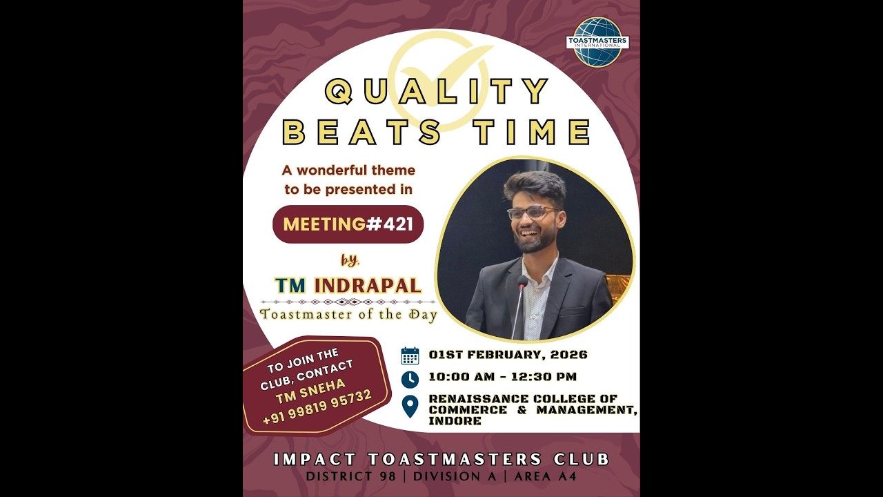 ВСТРЕЧА №421 | TMOD INDRAPAL | КЛУБ IMPACT TOASTMASTERS #toastmastersinternational