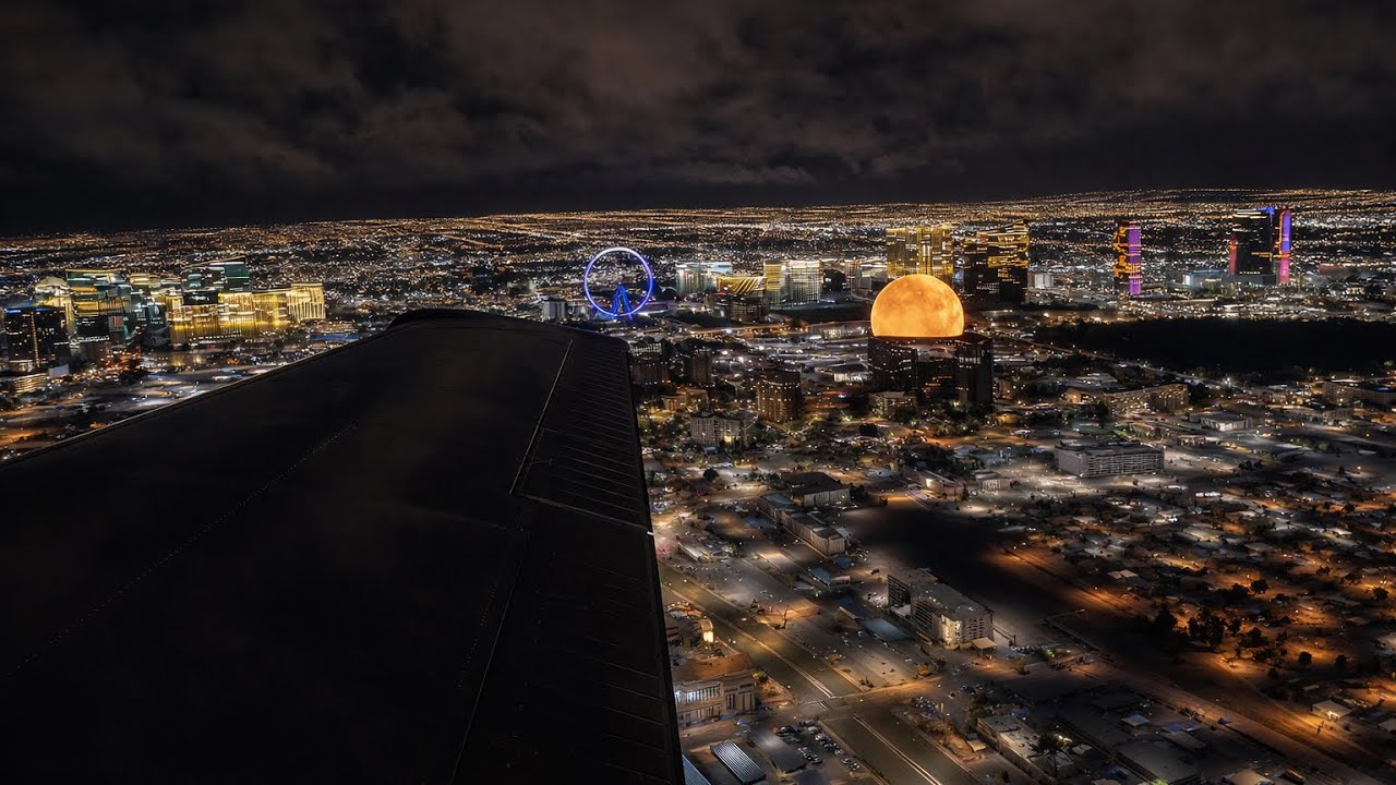 Calm Night Flight into Las Vegas