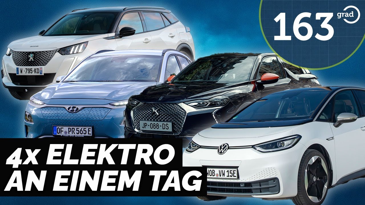 4 электромобиля за один день: VW ID.3 | DS 3 Crossback | Peugeot 2008 | Hyundai Kona | 163 градуса