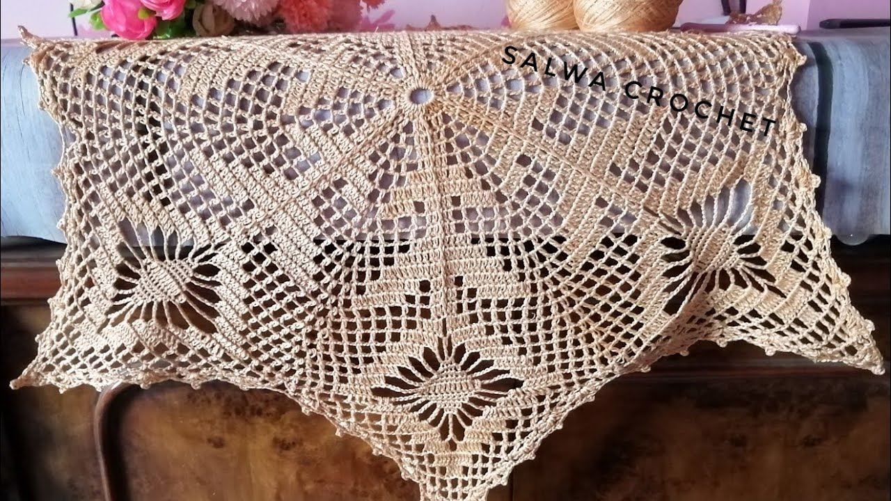 كروشيه مفرش دائري حجم كبير الجزء الأول Crochet large size round tablecloth, part one