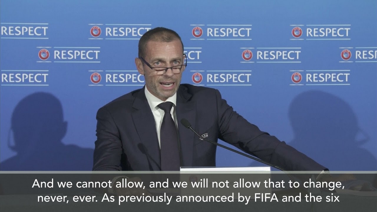 Aleksander Ceferin on SuperLeague - players will be banned at a #WorldCup or Euro