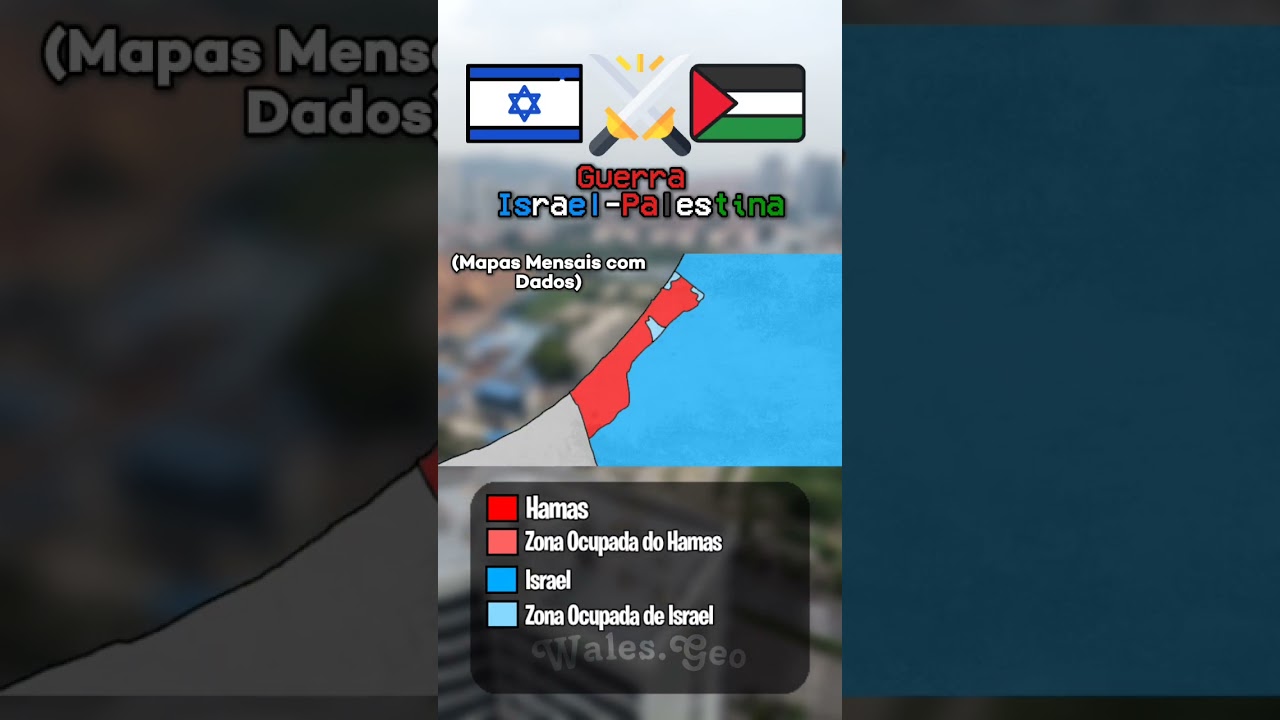 Mapa da Guerra de Israel e Palestina 