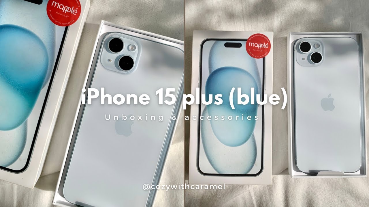  iPhone 15 Plus (blue) aesthetic unboxing & accessories