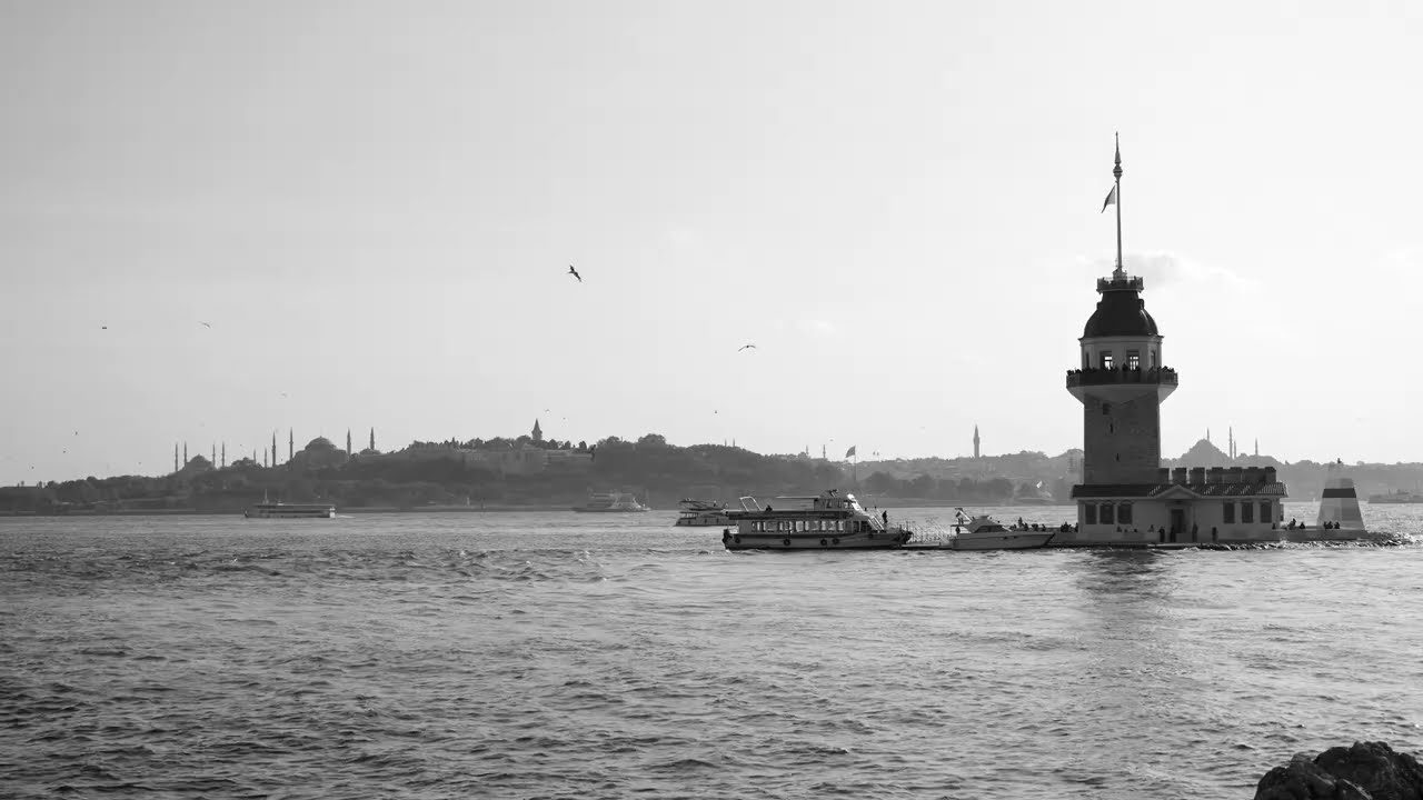 Istanbul Kiz Kulesi 4K | Silhouette Hagia Sophia and Blue Mosque | Relaxing Music