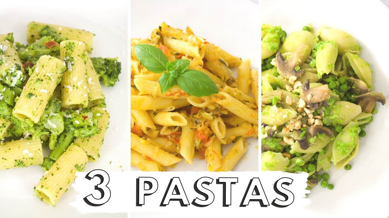 3 PASTA RECIPES with only 3 Main Ingredients | Easy, Quick and Healthy | VEGAN | VEGETARIAN