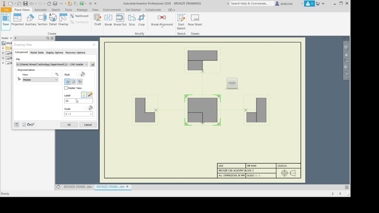 Bronze Academy Drawings Solutions Inventor