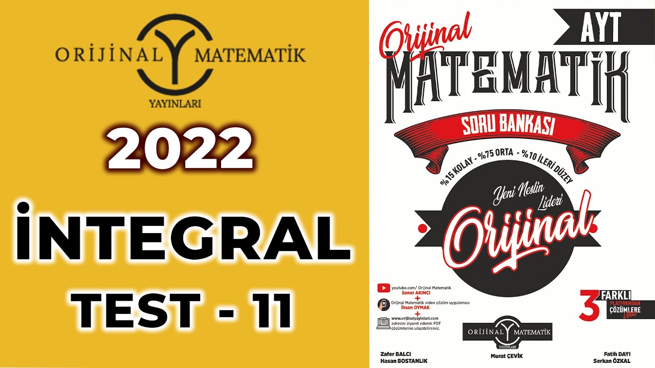 İNTEGRAL TEST 11  - 2022 AYT MATEMATİK SORU BANKASI (@SonerAkinciMatematik