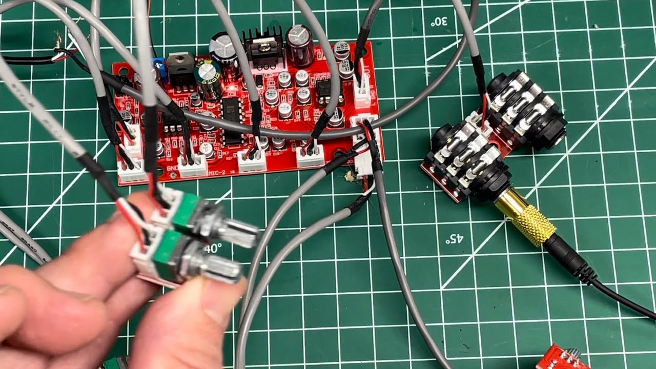 Audio reverb board with Dual Mic & Aux input - for cosplay, karaoke, etc (costume, helmet, mask)