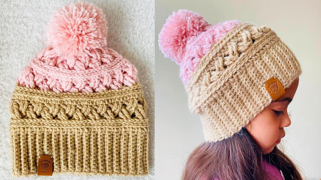 🌈GORRO PARA NIÑOS Y NIÑAS A CROCHET (PUNTO ENTRECRUZADO) KIDS KNITTED HAT