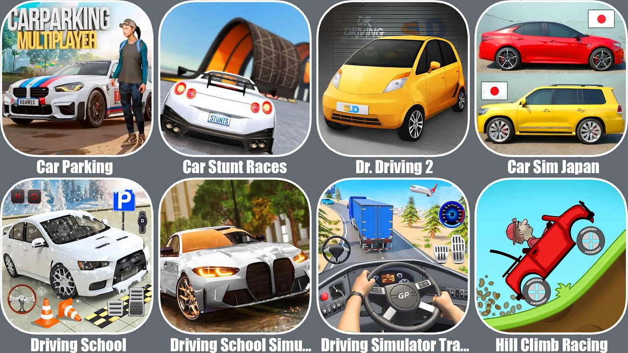 Car Parking Multiplayer,Car Stunt Races,Dr. Driving 2,Car Sim Japan,Driving School Simulator : EVO
