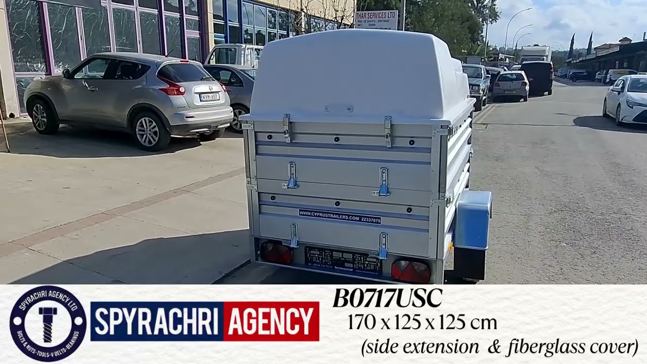 Spyrachri.com: B0717USC - Cargo trailer with side extension and fiberglass cover - 170x125x125 cm