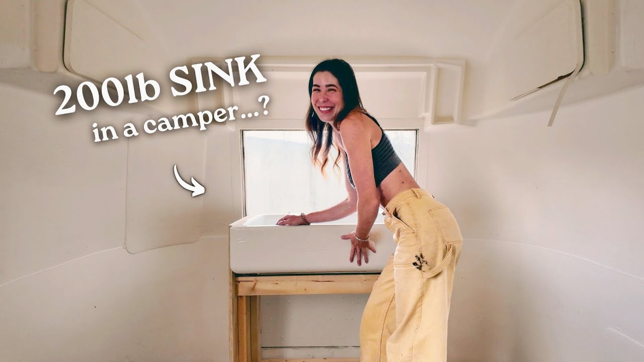Installing a HUGE Cast Iron Sink in Her Airstream (With No Internet to Help Her)