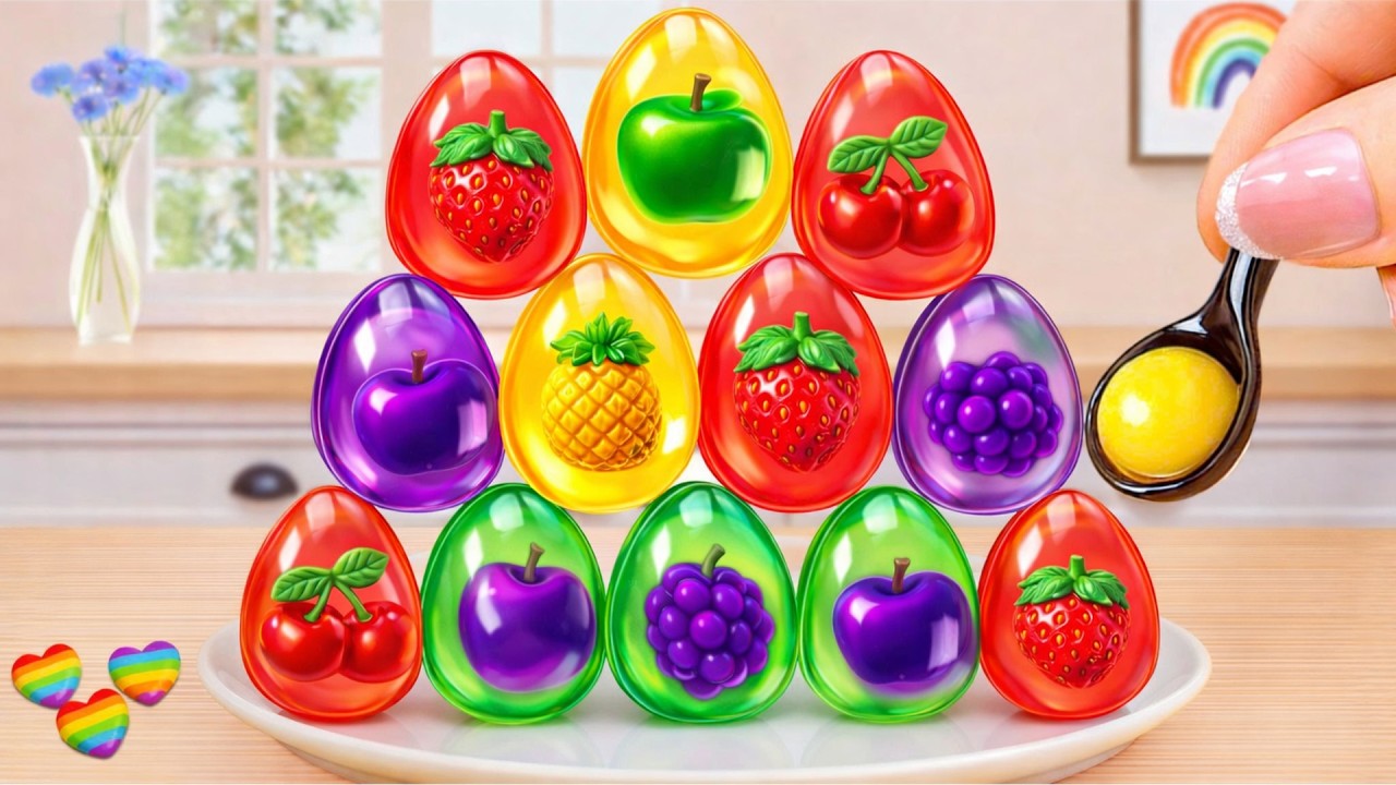 Satisfying Mini Rainbow Egg Pyramid Cake Recipe With Fruit Jelly [4K] 🌈 Mini Cake Challenge & ASMR