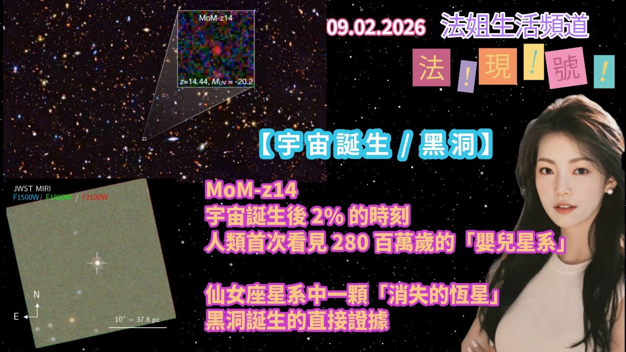 【法現號25：宇宙誕生/ 黑洞】MoM-z14｜宇宙誕生後 2% 的時刻：人類首次看見 280 百萬歲的「嬰兒星系」｜仙女座星系中一顆「消失的恆星」：黑洞誕生的直接證據