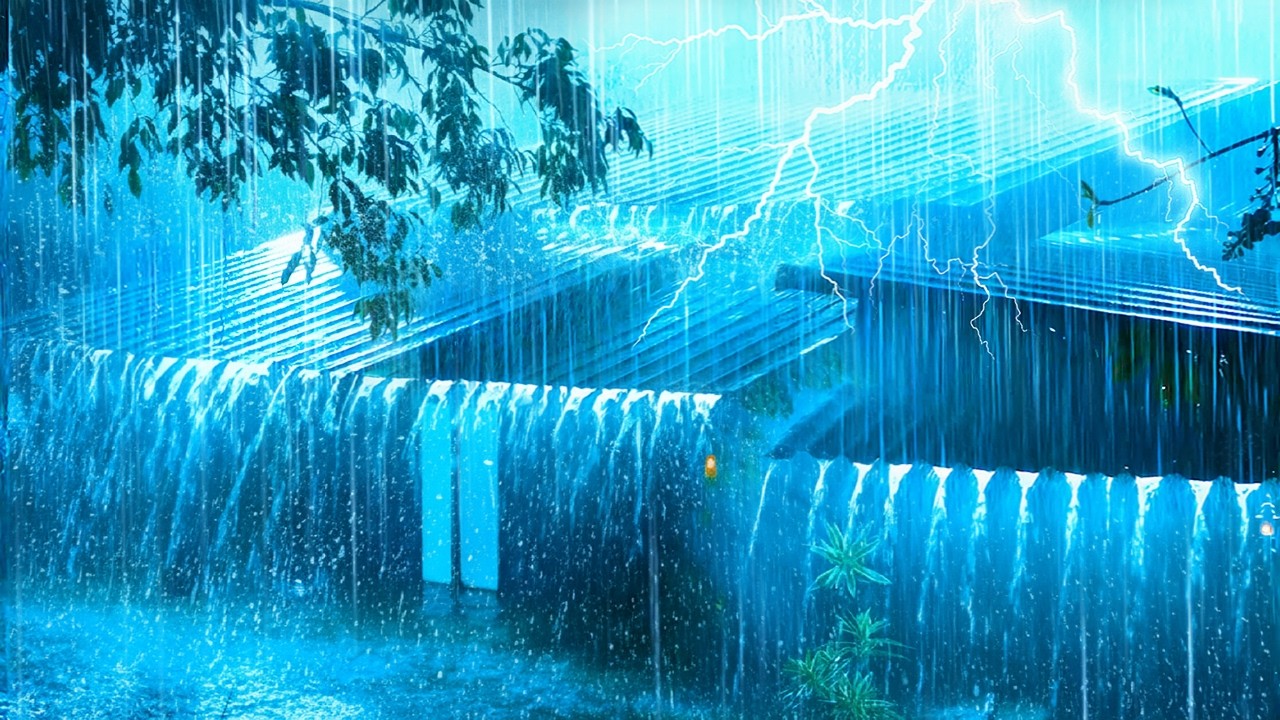Boost Your Energy 1000x for a New Day with Torrential Rain & Thunder on a Cozy Cabin in the Forest