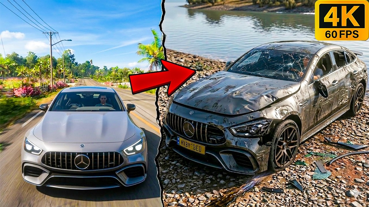Mercedes AMG Before & After Crash | Realistic Damage | Forza Horizon 5 4K 60FPS!