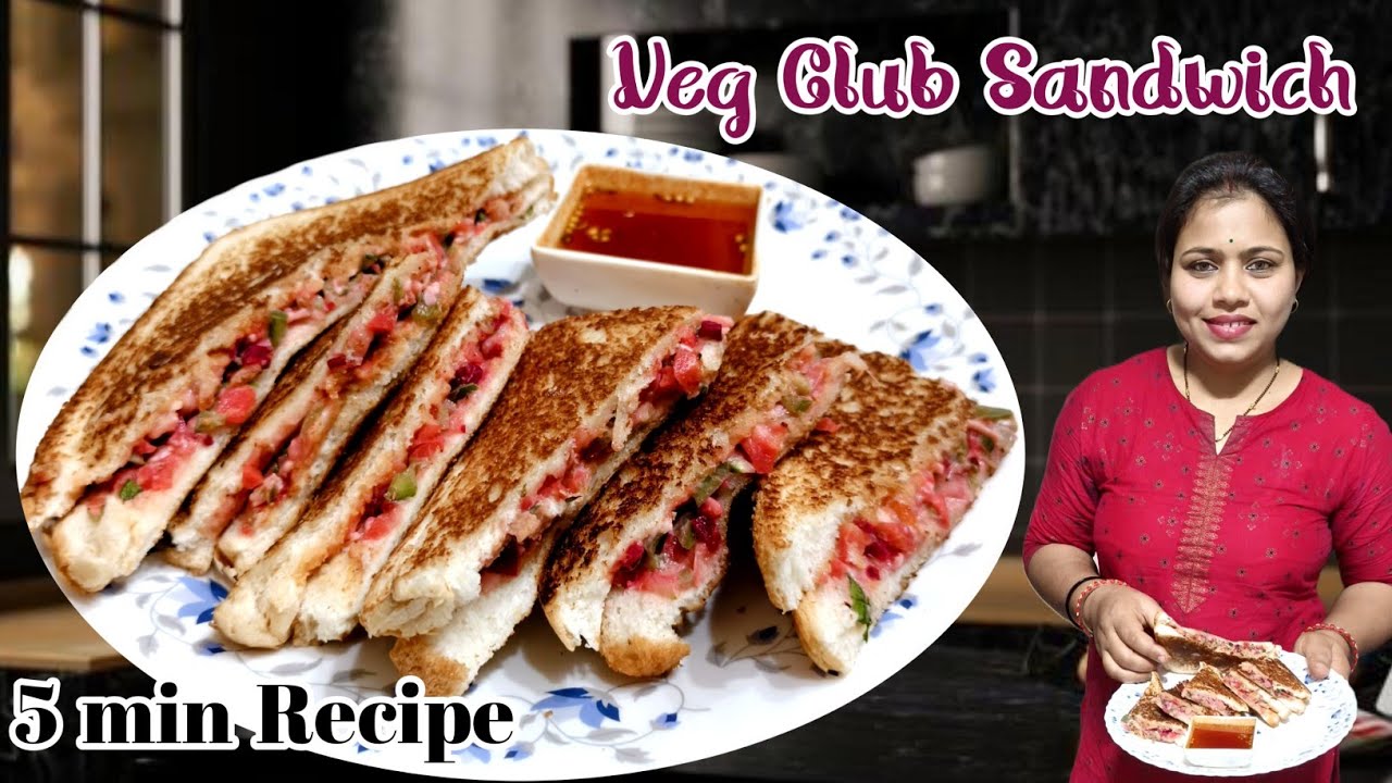 Market जैसा वेज क्लब सैंडविच 5 मिनट में।Veg Club Sandwich।Veg Mayo Sandwich@1No.KitchenByPoojapatel 