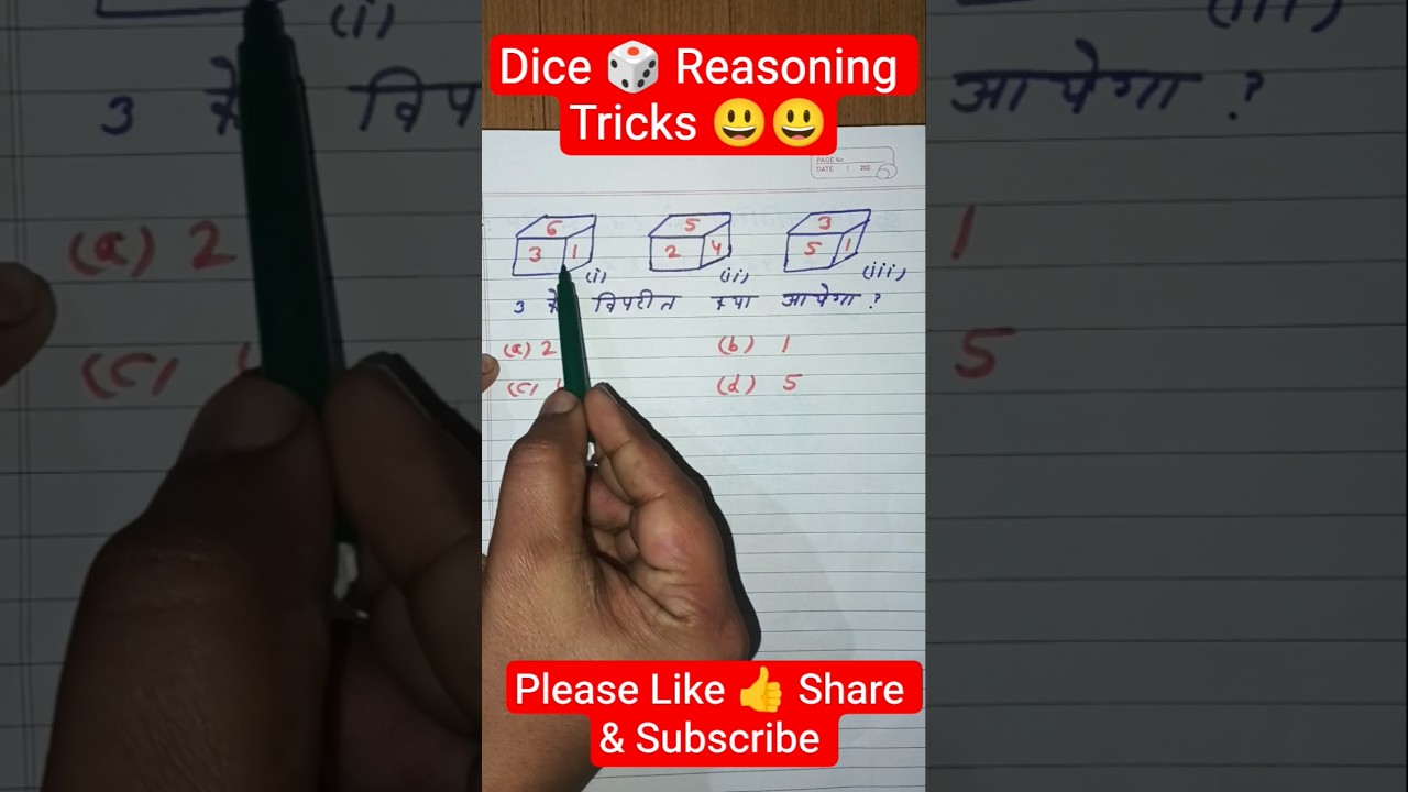 🎲 Dice Reasoning Trick 😃😃 | 10 Sec Me Question Solve | 