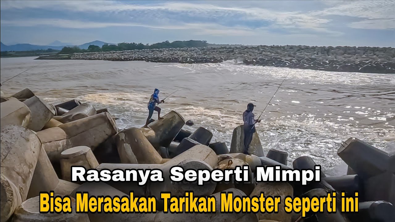 Ini Baru  MONSTER ..! Rasanya Seperti Mimpi Bisa Merasakan Tarikan Ikan seperti Ini || SHOREJIGGING 