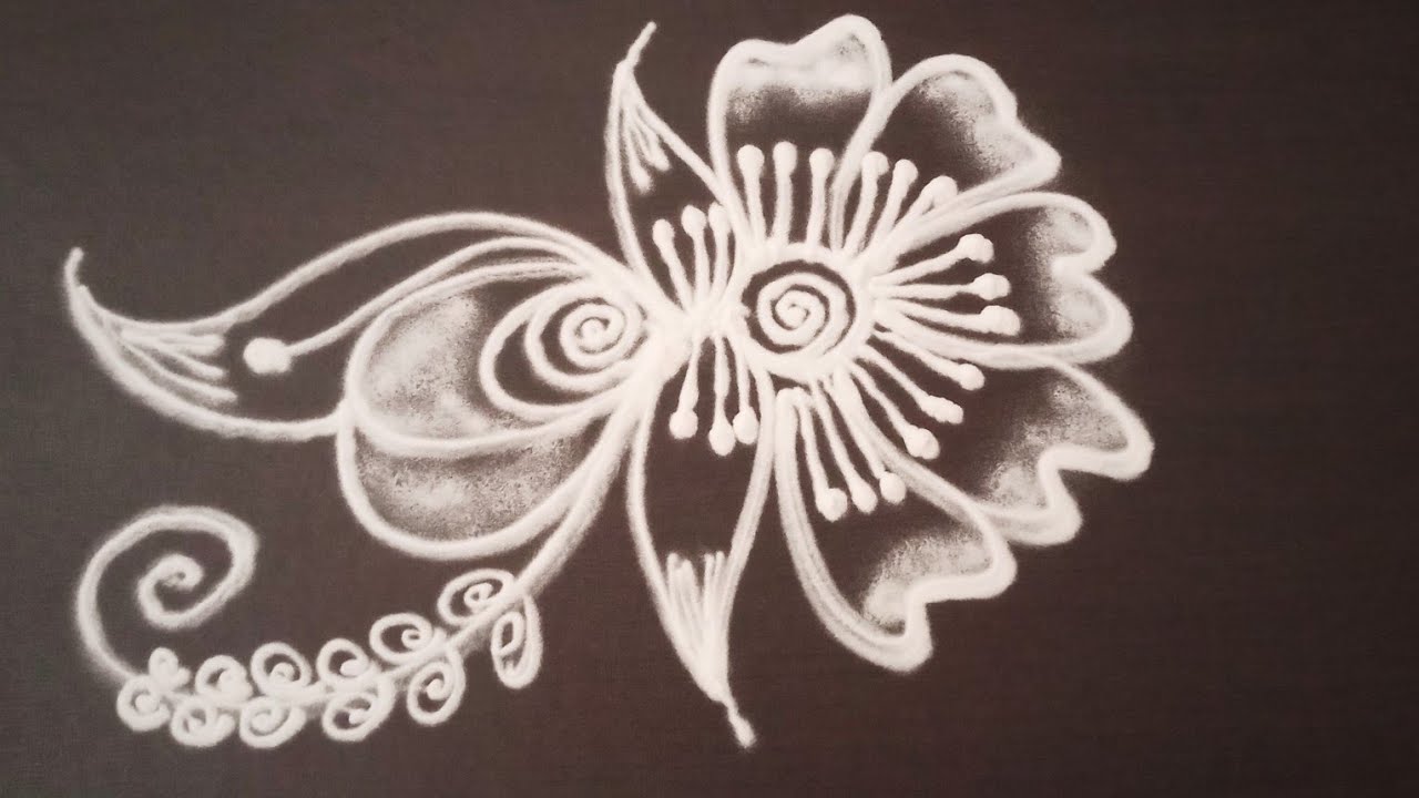 Free Hand Rangoli | Daily Rangoli | Simple Rangoli Design | Ramya Rangoli