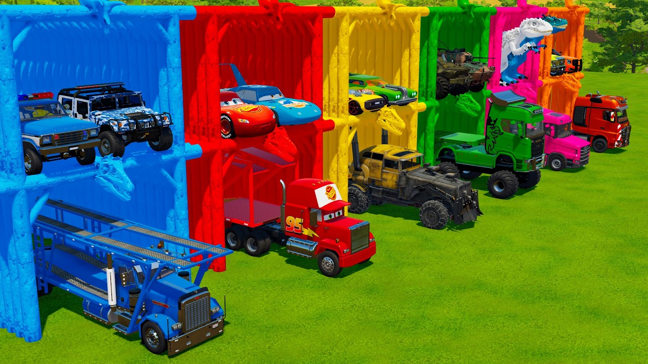TRANSPORTING POLICE CARS, HOT WHEELS & CARS WITH BIG TRUCKS! Farming Simulator 22