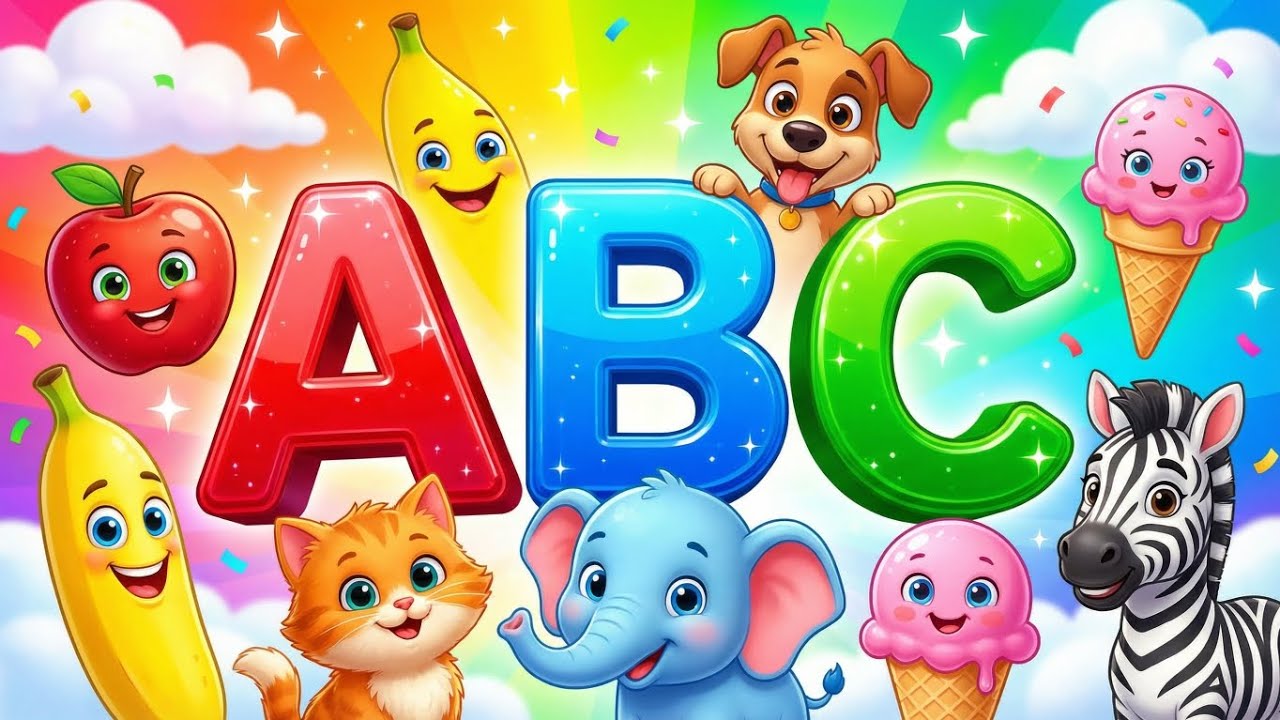 A for Apple...ABC Learning 📚 🍎 to 🦓| Fun Cartoon Video for Kids 🌈🧸🌈