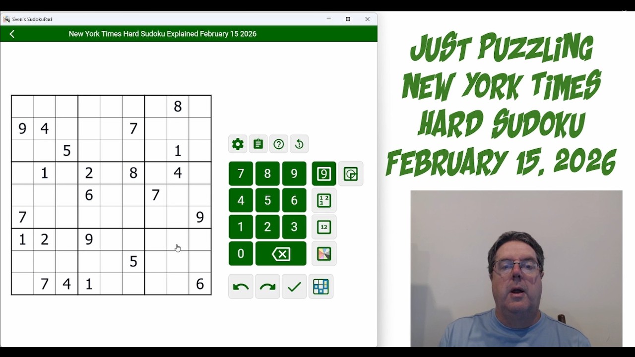 New York Times Hard Sudoku February 15 2026