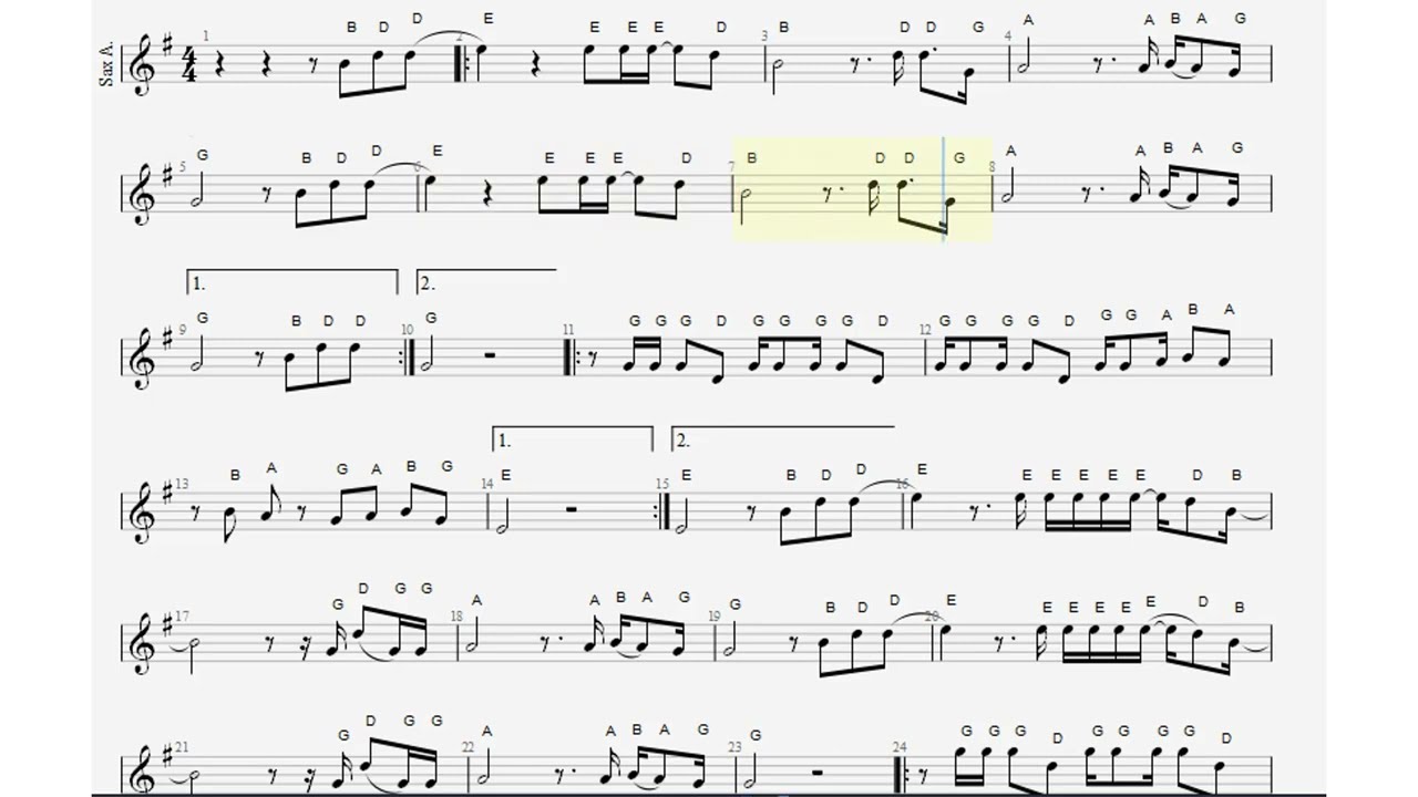 Way Maker, Aquí Estas, Saxofón Alto, Partitura, Cifrado, Notas Cristianas