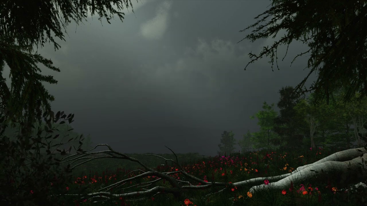 Balmy Calm Before the Storm Ambience | Rolling Thunder, Windy, Cricket Sounds | Sleep, Study 3 HOURS