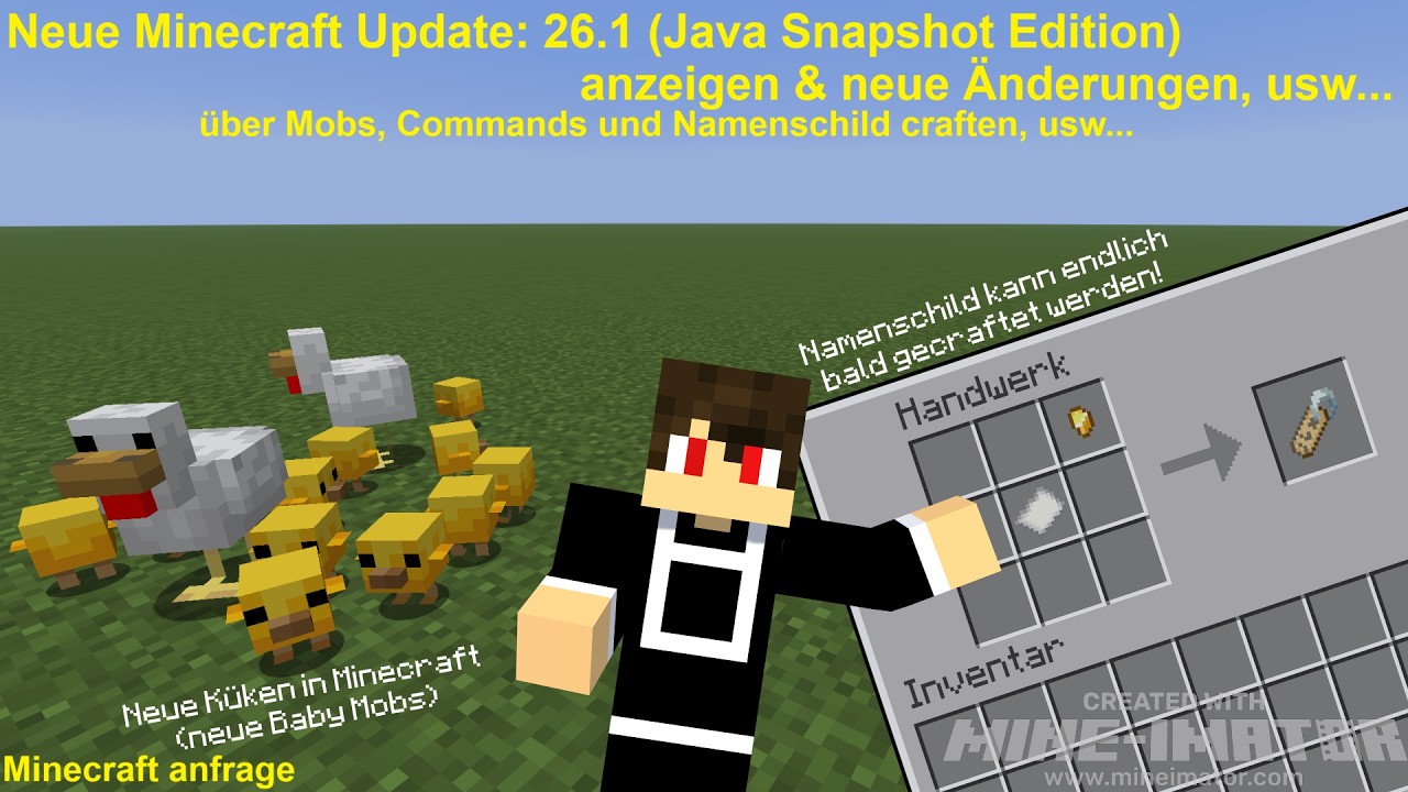 Neue Minecraft Update 26.1 in der Java Edition (Snapshot Version) anzeigen, usw. - Minecraft anfrage