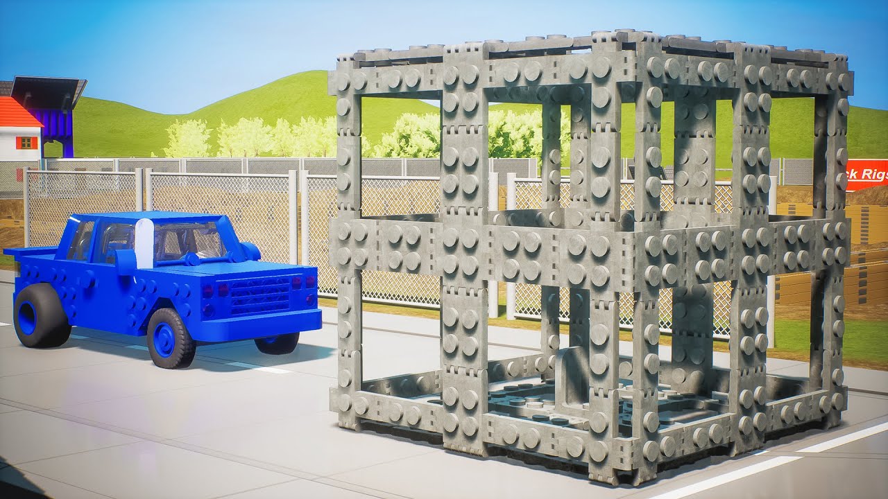 Softbody Cube against Lego Cars  | Brick Rigs