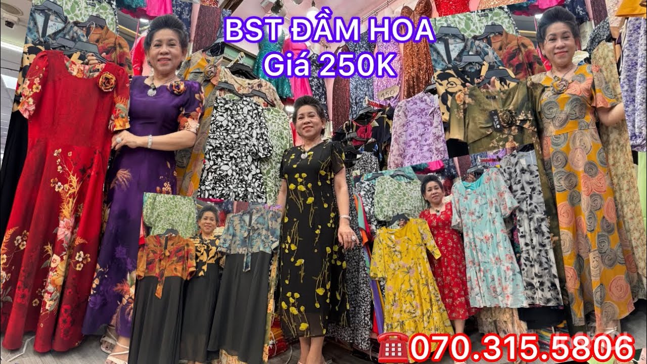BST ĐẦM HOA NHẸ NHÀNG 250K tại RUBY B3-B4 CHỢ AN ĐÔNG #damtrungnien #choandong 