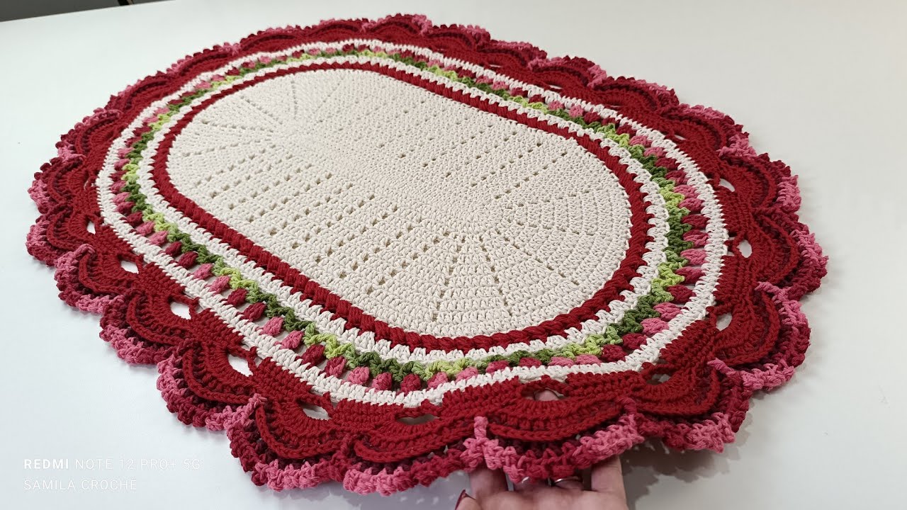 TAPETE ISABEL EM CROCHÊ OVAL FÁCIL E RÁPIDO, passo a passo completo @samilacrochê