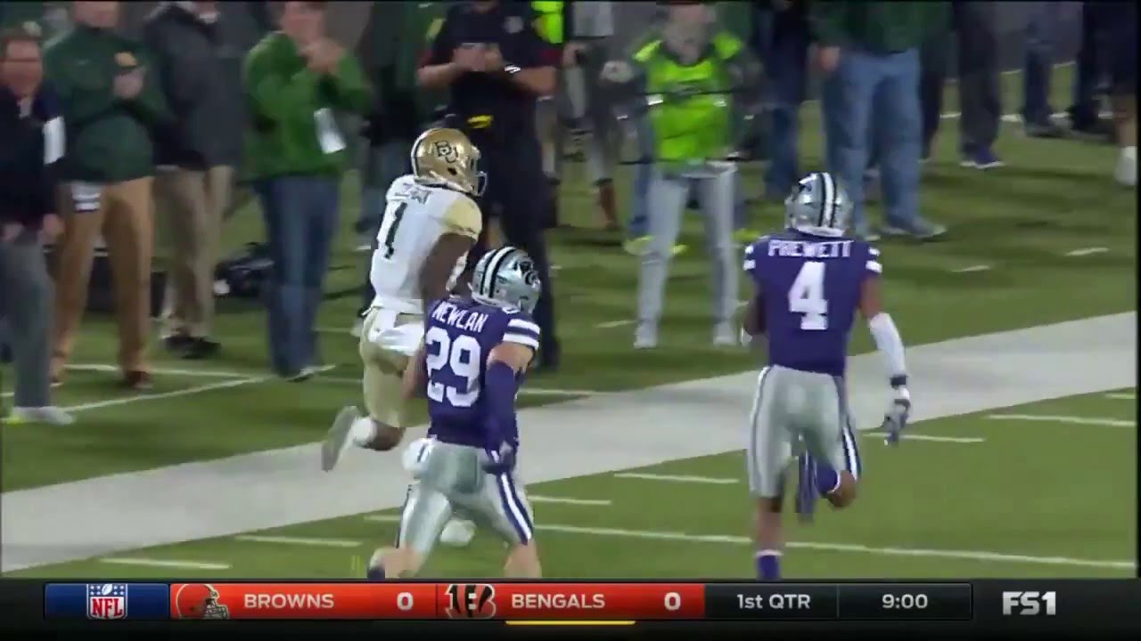 Stidham 81 yd TD pass to Coleman, Baylor v K State 2015