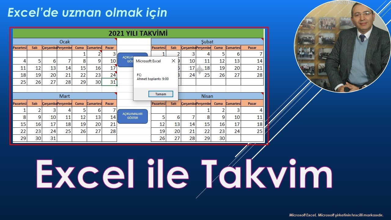 Excel ile Takvim  Yapmak