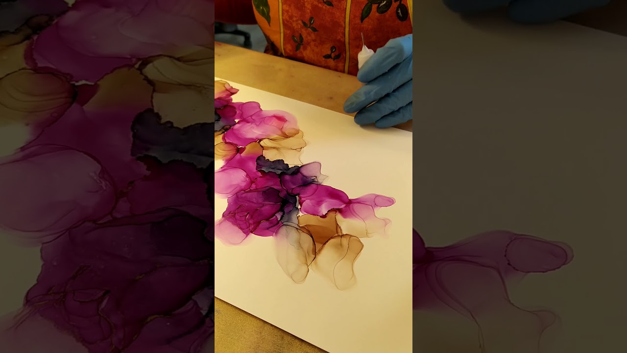 encre alcool effet souffle au dessus de l'encre.