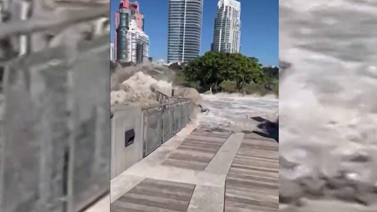 Giant Wave Sweeps People Off Sidewalk Near South Beach Pier, Injuring 6