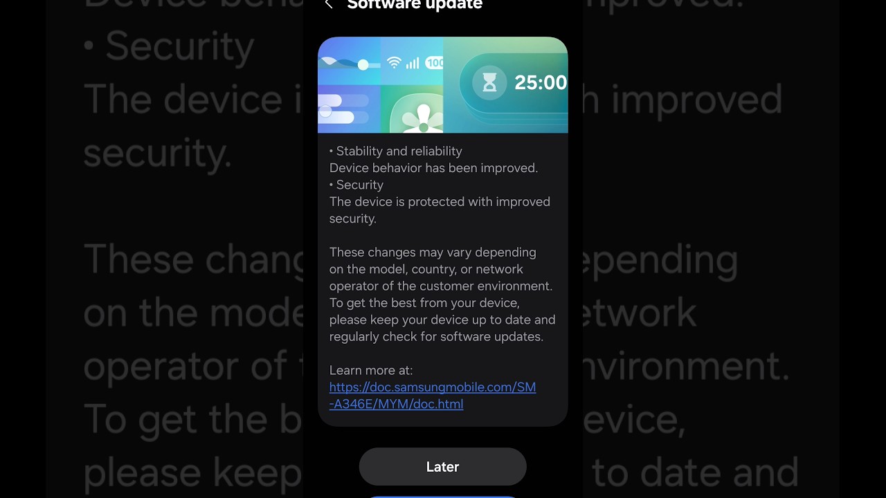 samsung A34 got bug fixing update.#samsung #oneui7